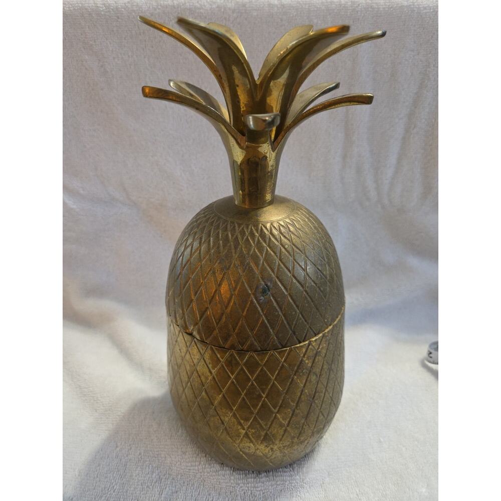 VTG brass pineapple lidded trinket dish